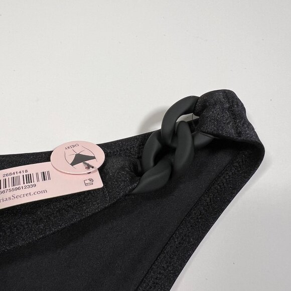 Victoria Secret XXL 2XL Chain Link Cheeky Bikini Bottom High Leg Black - Picture 4 of 7
